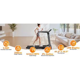 Folding Treadmill 3.5 Horsepower 0.5-8.5MPH 330LBS Capacity LED Display Foldable Walking Pad Treadmill For Home (Option: default)