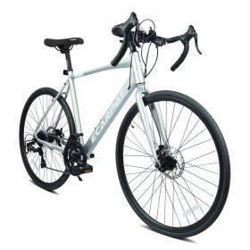 A28320R 700Cx28 Road Bike, Lightweight Aluminum Frame, Disc Brakes, 16-Speed, Fast Acceleration, Suitable For Men And Women, Ideal For High-Inten (Option: Silver)