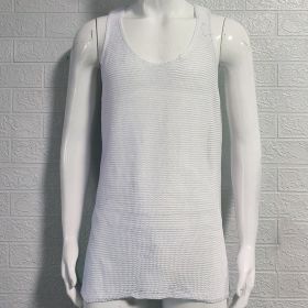 Men's Summer Loose Sleeveless Knitted Vest (Option: White-L)